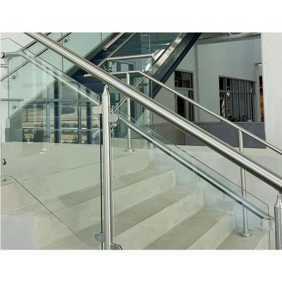 China Modern Laminated Double Glass Stainless Steel Post Deck Railing for sale