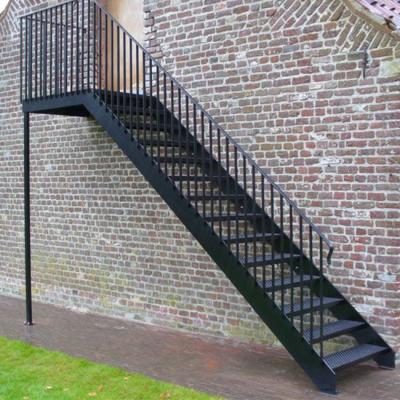 China Contemporary Cast Iron Metal Step Ladder Fencing Wrought Cantilever Straight Staircase for sale