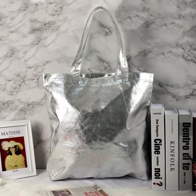 China Fashionable China Supplier Shoulder Bag Large Durable Simple Solid Color Silver Ladies Handbags for sale