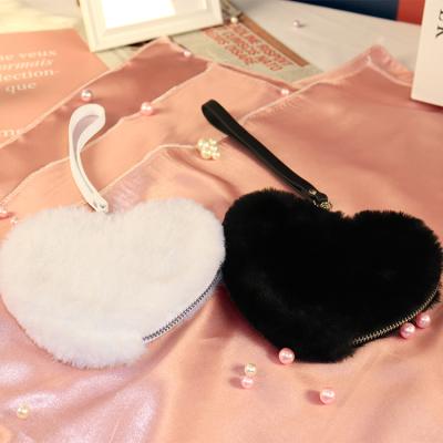 China Valentine Gifts Durable 2021 New Fashion Mini Purse Wallet Girls Women Faux Fur Charm Clutch Bags for sale