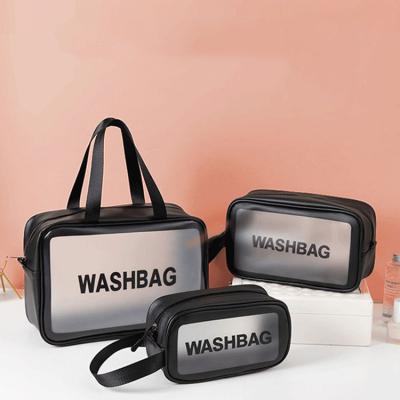 China Wholesale Durable Waterproof Biodegradable Black PVC Custom Printing Wash Bag Logo Cosmetic Bags for sale