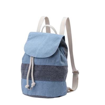 China Moq Anti-theft Denim Low Large Capacity Contrast Color Bucket Bag Small Lovely School Backpacks for sale