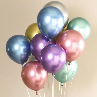 China Luxury 12 Inch Birthday Wedding Decorations Globos Shiny Chrome Latex Party Metallic Balloons For 2021 for sale