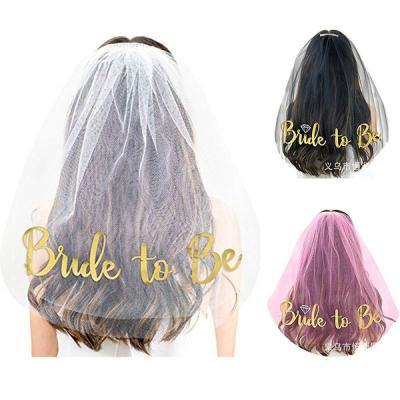 China Bride Wedding White Gold Polyetster Decoration Veil To Be Veil For Bridal Shower Bachelor Party Supplies for sale