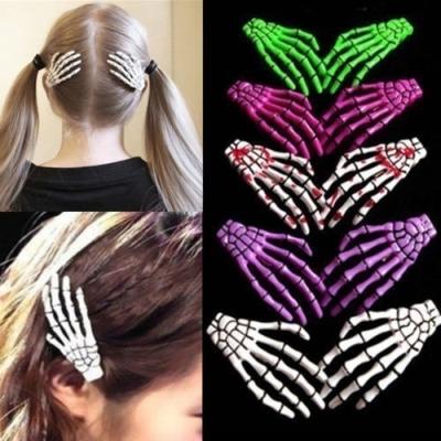 China New Design PP 10pcs Party Creative Zombie Skull Hand Bone Claw Hairpin Halloween Skeleton Hair Clip For Women Girl Hair Access for sale