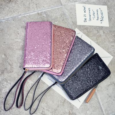 China Waterproof 2021 Factory Popular Bling Bling Ladies Long Wallet Girls Coin Purse Short Wallet For Women for sale