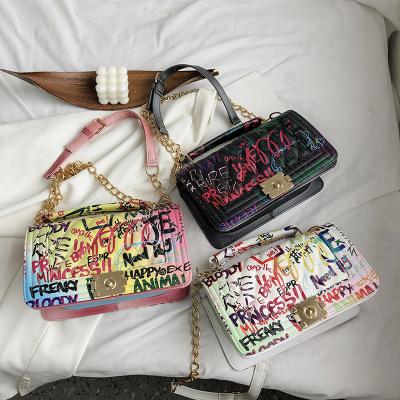 China Popular PU New Arrival Large Capacity Graffiti Handbags Ladies Handbags Purses For Women for sale