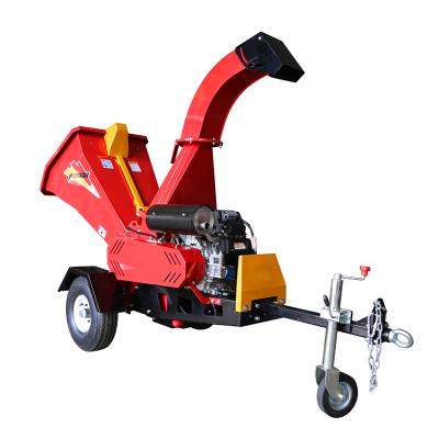 China Landscaping Contractor 5 Inch Gasoline Engine Gravity Feeding Drum Wood Chipper On Trailer for sale