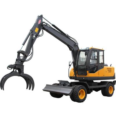 China Farms Sugarcane Grab Wheel Hydraulic Excavator With Grapple Free Bucket 0.3CBM for sale