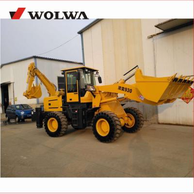 China 2 ton rated load weight backhoe wheel loader with rear excavator 0. 3 m3 for sale