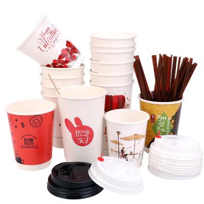 China Disposable Custom Printed Hot Drinks Double Wall Insulated Compostable Biodegradable Paper Coffee Cups for sale