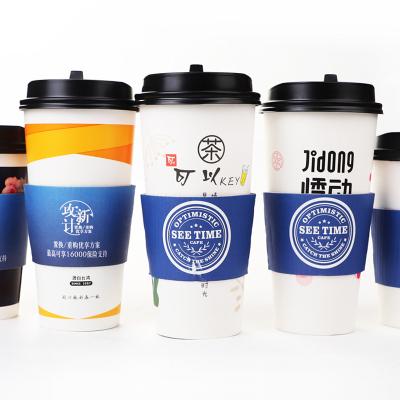 China Disposable Chame Paper Cup Coffee Cup Eco Friendly Stocked Biodegradable Disposable Corrugated Sleeve for sale