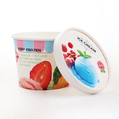 China Factory Disposable Disposable Supplier Custom Logo Printed Ice Cream Paper Cups Container With Lid for sale