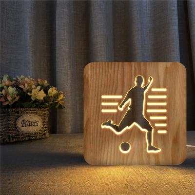 China Europe Wooden Night Light Game Football Sports Night Light for sale