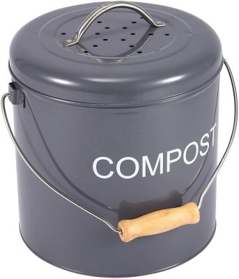 China Sustainable Home Indoor Round Food Metal Container Compostable Compost Bin for sale