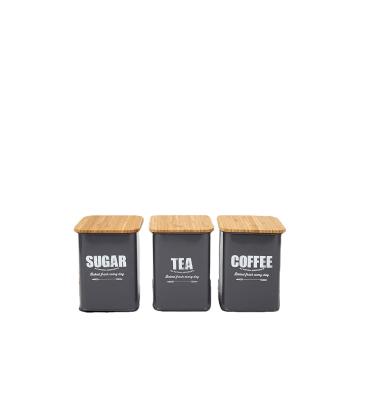 China Modern Tea Coffee Sugar Galvanized Metal Kitchen Canisters Sets With Lids for sale