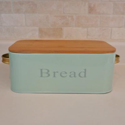 China Vintage Style Portable Bread Bin With Lid Retro Home Bamboo Food Storage Cheap Kitchen Storage Bins for sale