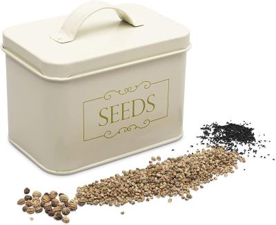 China Stored Seed Storage Box Cream Powder Coated Full Lid Galvanized Steel Container With Seed Husk Packets for sale