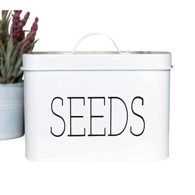 China Stored Seed Storage Box Cream Powder Coated Full Lid Galvanized Steel Container With Seed Husk Packets for sale