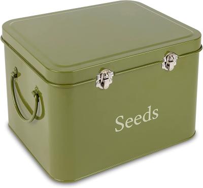 China Stored Seed Storage Box Powder Coated Full Lid Galvanized Steel Container With Seed Husk Packets for sale