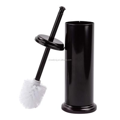 China Modern Household Powder Black Metal Bathroom Toilet Liner Brush And Holder for sale