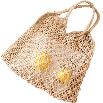 China New Fashion Tote Bag Summer Style Large Capacity Female Straw Woven Vacation Beach Portable Net Woven Handbag for sale