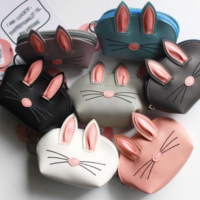 China Ladies Mini Purse Coin Purse Rabbit Ear Cartoon PU Main Chain Bag Small Wallet Cute Waterproof Storage Storage Wholesale Bag for sale