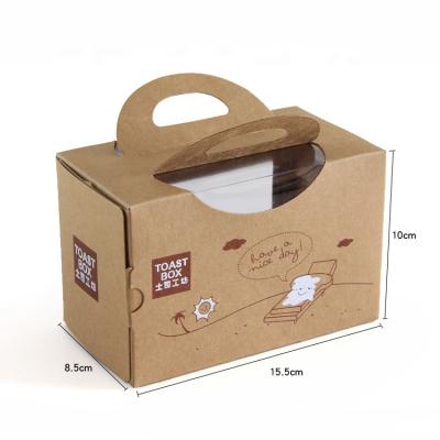 China Recyclable Paper Food Box Cake Boxes With Handle Kraft Paper Lunch Box for sale