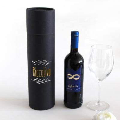 China Custom Printed Cylindrical Paper Cardboard Wine Packaging Box Recyclable for sale