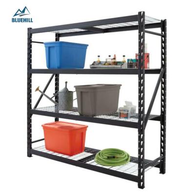 China Steel Welded Home Use Garage Shelving Unit Majestic Schwer Industrial Heavy Duty Boltless Black Racking System for sale