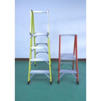 China Folding Ladders High Quality 3 Work Platform Step Up Ladder Stools FRP Step Working Ladders With Safty Rail for sale