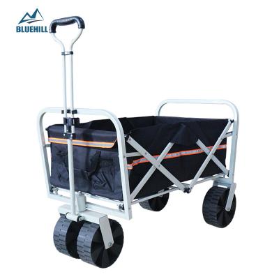 China Collapsible Utility Cart Picnic Beach Cart Folding Camping Storage Trolley Foldable Trail Camping Cart for Outdoor Garden Beach for sale