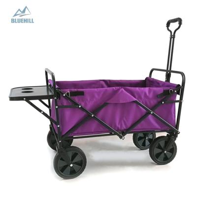 China Outdoor Camping Storage Cart Folding Wagon Folding Garden Beach Service Cart with Mini Table for sale