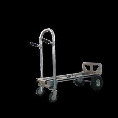 China Durable Aluminum Hand Cart Folding Trolley Cart Use Caster With Four Wheels 4-8 Inch Aluminum Mesh Silver Industrial Storage for sale