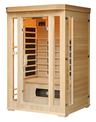 China Computer Control Panel Hemlock Solid Wood Ceramic Heater Infrared Sauna Room For 2 Person for sale