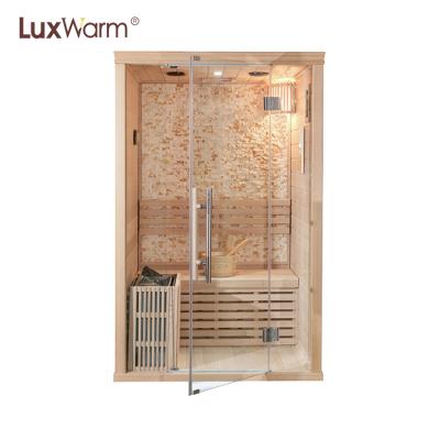 China Computer Control Panel 2 People Hemlock Steam Sauna Room Solid Wood Traditional Sauna Room for sale