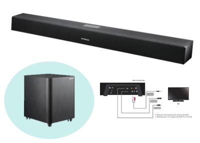 China 3D Rand Bluetooth Soundbar voor TV met 8 Duim Getelegrafeerde Subwoofer Te koop