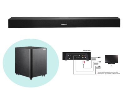 China Hoge TV Soundbar van Beëindigenbluetooth met Subwoofer 2,0 Opgezette Kanaalmuur Te koop