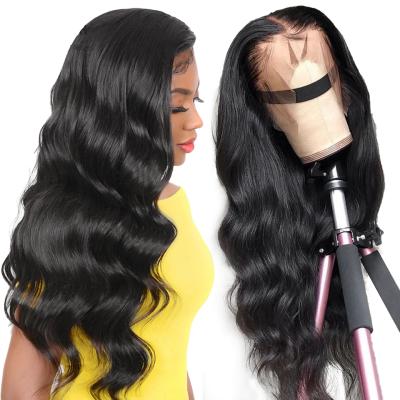 China Hot Selling Body Wave Transparent Lace Wig Cuticle Aligned Virgin Brazilian Hair Pre Plucked Body Wave Wigs For Black Women for sale