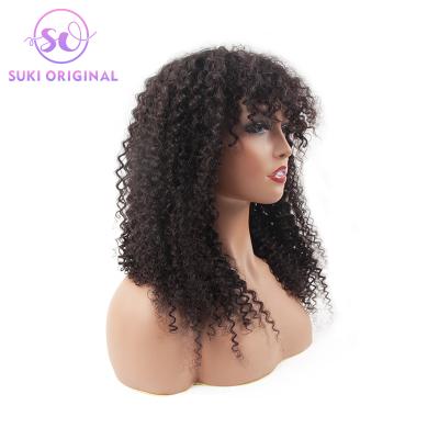 China Wholesale Curly Libertine 1B Remy Virgin Hair 100% Human Peruvian Curly Libertine 18 Inches Machine Made Women Wigs for sale