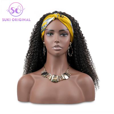 China Wholesale Brazilian Kinky Curly Kinky Curly Wig 12a Brazilian Hair Headband Full Afro Hair 1B Machine Made Wig for sale