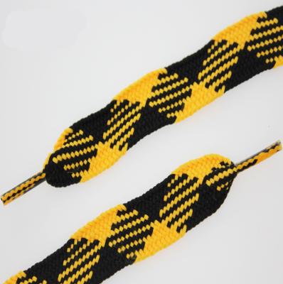 China Chunky Black And Yellow Shoe Laces Wholesale Chunky Stripe Shoe Laces for sale