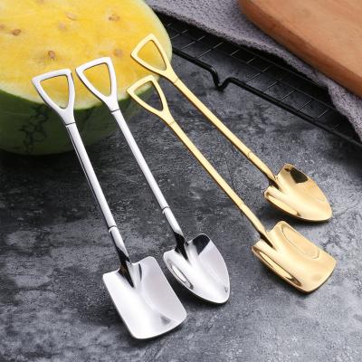 China New Design 304 Stainless Steel Spoon Smoothie Watermelon Viable Flat Scoop for sale