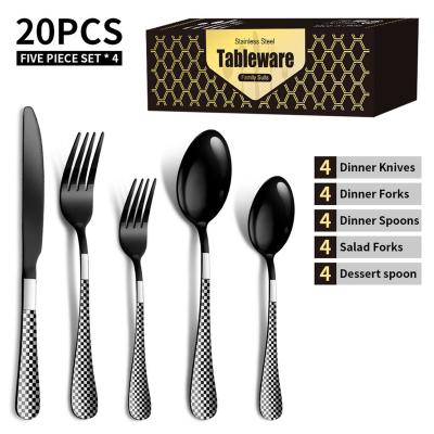 China Sustainable Popular Design Spoon Cutlery Set Black Silverware Flatwar Knife And Fork Flatware for sale