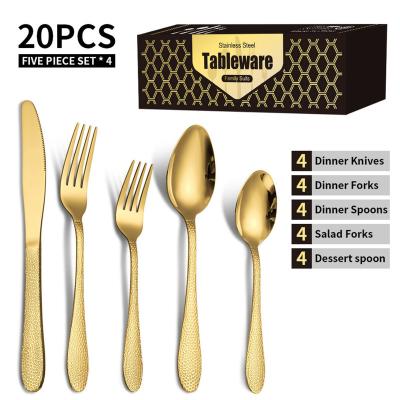 China 2022 Viable Sales Promotion Hot Sales Promotion Stainless Steel Gold Spoon Silverware Brass Flatware Wedding Flatware Set and Fork Cutlery Set for sale