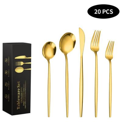 China Best Price Flatware Gold Brass Knife Flatware Kitchen Accessories 24 Pcs Sustainable Silverware And Stainless Steel for sale