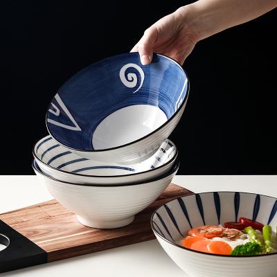 China Viable High Quality Creative Ceramic Noodle Soup Lamian Noodles Roll Hat Lamian Noodle Salad Bowl for sale