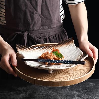 China Sustainable Japanese Creative Ceramic Irregular Dining Plate Restaurant Dish Sushi Fruit Salad Bowl for sale