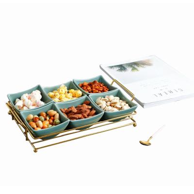 China Nordic Viable Snack Box Dried Fruit Dish Fruit Dish Cake Cup Snacks Subpack Box Ceramic Nut Basin for sale