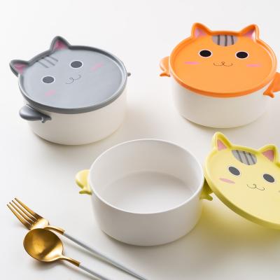 China Viable Creative Instant Japanese Binaural Ceramic Insulated Meng Mao Noodle Soup Salad Bowl Bento Bowl for sale